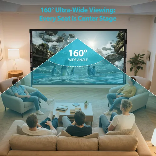 Miniatura 4 de Pantalla de proyector para exteriores con soporte: LEORFI Pantalla de proyección negra de 120 pulgadas para interiores - Pantalla de película