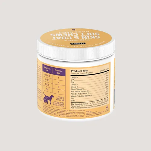 Miniatura 6 de Natural Rapport Suplemento para la piel y el pelaje del perro, los únicos masticables suaves para piel y pelaje que los perros necesitan, 120