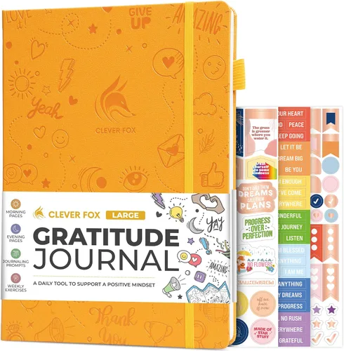 Clever Fox Diario de gratitud grande – Diario de felicidad, positividad y afirmación – Cuaderno diario inspirador, 3 meses, 8.3 x 11 pulgadas