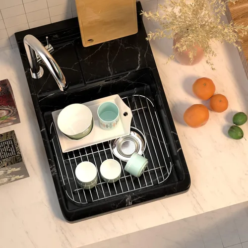 Miniatura 6 de Rejilla para fregadero de cocina, protectores de fregadero de acero inoxidable, rejilla inferior de fregadero para fregadero de tazón individual
