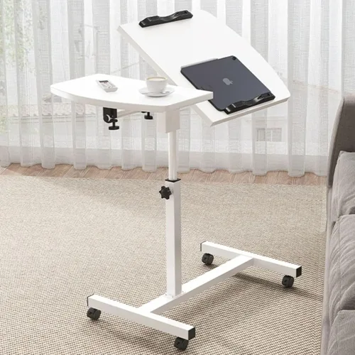Miniatura 8 de Mesa auxiliar móvil, mesa auxiliar, mesa móvil para portátil con ruedas bloqueables, mesa auxiliar ajustable de altura, fácil montaje, estación