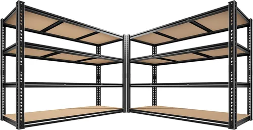 Miniatura 15 de ROOMFAVE Estantería de metal para garaje de 60 pulgadas de ancho, estantes de almacenamiento de 2800 libras, estantería ajustable de 4 niveles