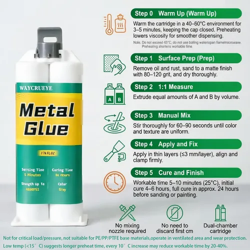 Miniatura 7 de Pegamento de Metal Resistente Impermeable, Adhesivo de Metal a Metal, Soldadura Líquida, Pegamento de Soldadura, Soldadura en Frío, Kit