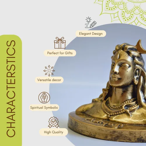 Miniatura 3 de Vedic Charya - Estatua de Adiyogi Shiva de 4.5 pulgadas - Ídolo de resina hecho a mano de Mahadev Dhyana Mudra para tablero del coche, escritorio