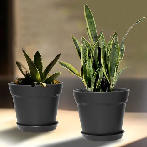 Miniatura 6 de WOUSIWER Paquete de 16 macetas de plástico de 6 pulgadas para macetas de interior, resistentes y elegantes de 6 pulgadas para plantas