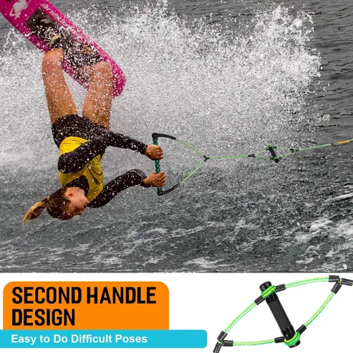 Miniatura 3 de Obcursco Cuerda Wakeboard, línea de deportes acuáticos con mango EVA. Ideal para esquí acuático, wakeboard, rodillera