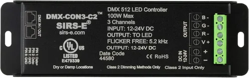 Miniatura 4 de SIRS-E DMX-CON3-C2 Decodificador LED Controlador RGB de 3 canales, 12-24V DC, 100W, UL Clase 2