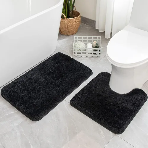 Miniatura 76 de MIULEE Juego de 2 alfombras de baño antideslizantes peludas extra gruesas y suaves, alfombrillas de baño de microfibra suave absorbente de agua