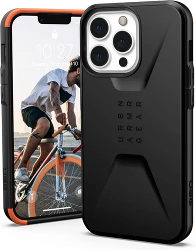 URBAN ARMOR GEAR UAG - Funda protectora para iPhone 13 Pro diseñada para iPhone 13 Pro, color negro, ultrafina, absorbente de golpes, [pantalla de