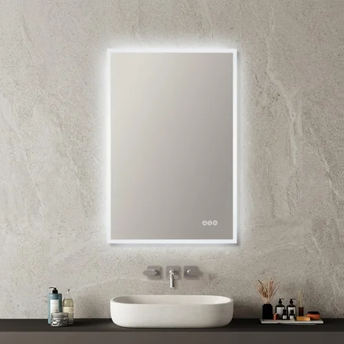 Miniatura 12 de Blossom Espejo de baño LED redondo de 24 pulgadas, espejo de tocador retroiluminado regulable con luz profesional CRI 90+, 0.197 in, antivaho