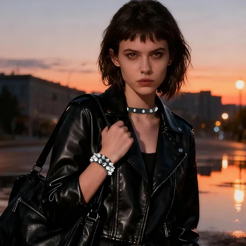 Miniatura 2 de Pulsera de Halloween, collares, accesorios de cuero con tachuelas, con tachuelas emo, punk, góticas, collares para mujeres y hombres