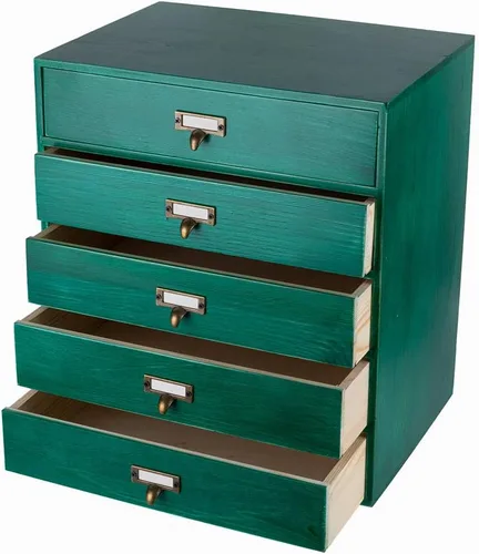 Miniatura 10 de GoooodGift Caja de almacenamiento grande de madera con cajones (gabinete boboticario, marco de ratán, marrón)