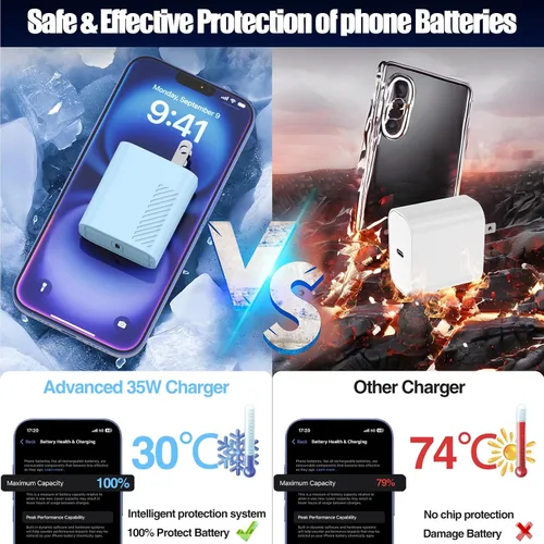 Miniatura 3 de Cargador súper rápido tipo C de 45 W para Samsung Galaxy S25/S24/S23 Ultra, cargador de teléfono USB C Android con cables tipo C de 6 pies/10 pies