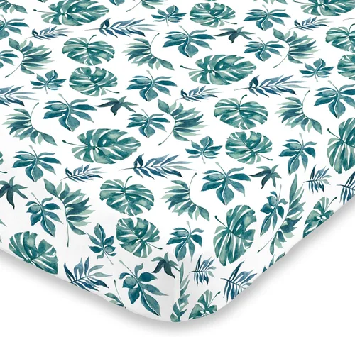Miniatura 6 de NoJo Sábana bajera ajustable para cuna de acuarela de montaña súper suave, azul, verde, bronceado y blanco, azul, verde, tostado, blanco