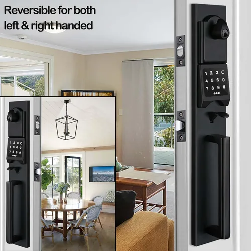 Miniatura 5 de NEWBANG Cerradura electrónica inteligente para puerta con teclado para una sola puerta, manija electrónica sin llave para puerta delantera con Negro