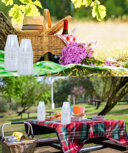 Miniatura 7 de Vasos de plástico transparente de 9 onzas, paquete de 100 vasos de plástico para cócteles de 9 onzas, vasos desechables pequeños para beber