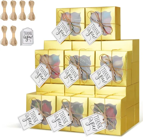 Miniatura 7 de KPOSIYA 60 cajas de panadería negras con ventana, cajas individuales de 4 x 4 x 2.5 pulgadas, caja de regalo de papel kraft negro para pasteles
