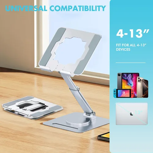 Miniatura 4 de GuaziV Soporte ajustable para tablet de 360°, soporte plegable ergonómico para iPad de 10.2 a 12.9 pulgadas, Kindle, teléfonos de 4 a 13 pulgadas