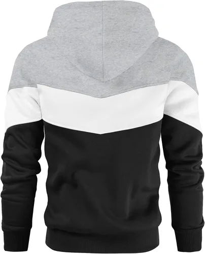 Miniatura 3 de Gesean Sudadera con capucha, de manga larga, para hombre, diseño de bloque de color, estilo informal, con bolsillo