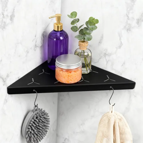 Estante esquinero de baño con diseño de ranura de 11 pulgadas, estantes de ducha empotrados para pared de azulejos, estantes esquineros de acero