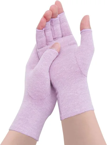 Miniatura 12 de Guantes de artritis – Compresión sin dedos para aliviar el dolor de las articulaciones, guantes de mano cálidos para túnel carpiano para mujeres