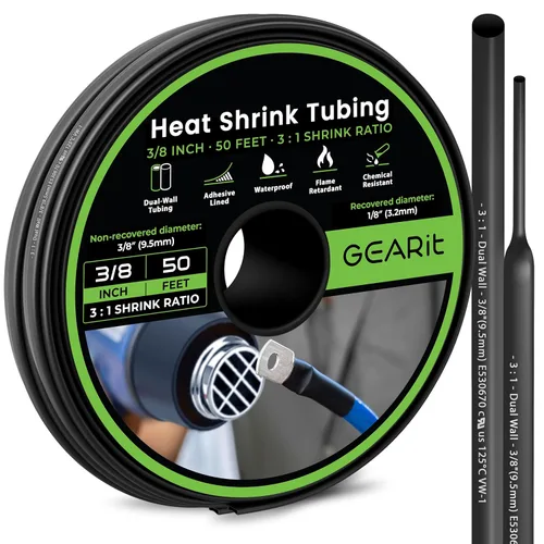 Miniatura 14 de GEARit Tubo termorretráctil de 1 pulgada, relación 3:1, forro adhesivo, envoltura retráctil industrial impermeable de grado marino, tubo de doble