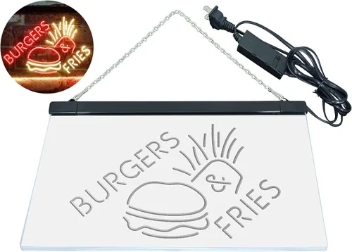 Miniatura 8 de ADVPRO Burgers & Fries Fast Food Open Shop - Letrero de neón LED de doble color, azul y rojo, 16 x 12 pulgadas, st6s43-i3192-br