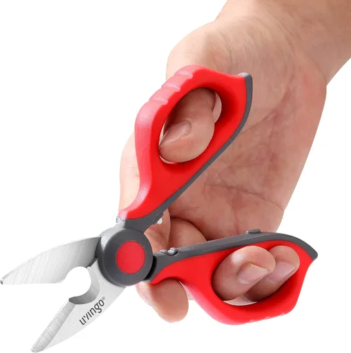 Miniatura 3 de LIVINGO Tijeras de electricista: Tijeras de alambre resistentes afiladas de 6 pulgadas - Hoja de muesca dentada de acero inoxidable con clip