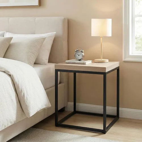 Miniatura 7 de CENSI - Mesa auxiliar/mesa auxiliar de roble lavado gris de 18 pulgadas Extra Thick 1.6" Honey-comb Wood Top, Sofa Table, Modern Industrial, Roble