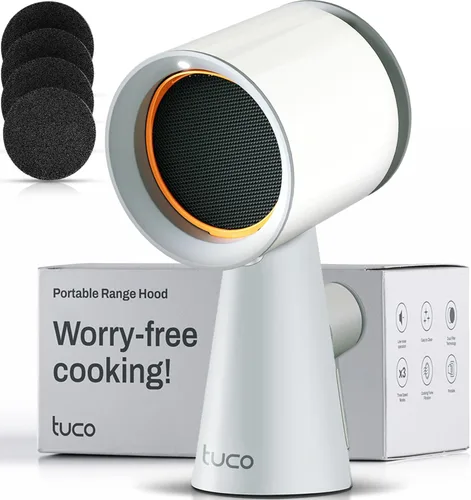Miniatura 8 de TUCO Campana extractora portátil, ventilador de extracción de escritorio para cocina con 3 velocidades, filtro triple de polímero, aluminio
