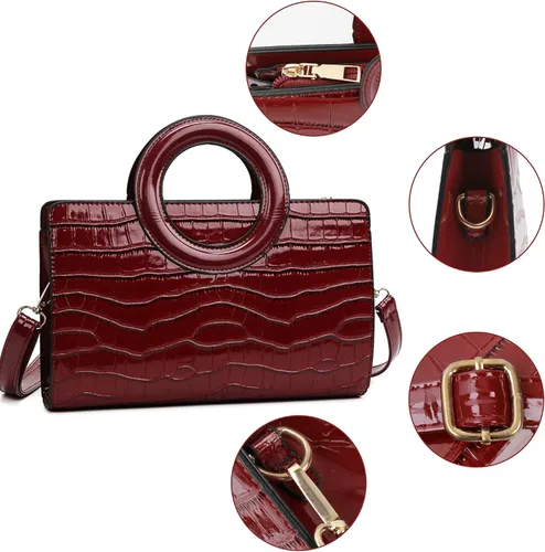 Miniatura 113 de ZLMBAGUS - Bolso de mano para mujer, diseño vintage con solapa y asa, de piel sintética, para llevar al hombro