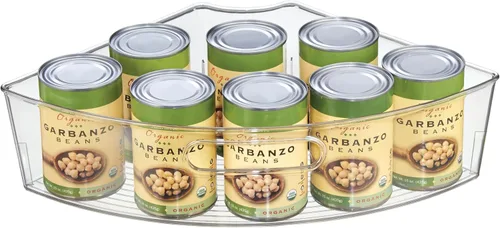 iDesign - Cubo de plástico transparente con cuña de 1/4 para armario de esquina Lazy Susan, organizador de armario de cocina