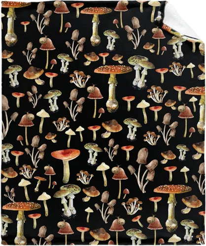 Miniatura 19 de Manta de hongos, ultra suave, cálida y ligera, de franela de forro polar con microhongos, para cama, sofá, regalo de viaje, decoración de hongos