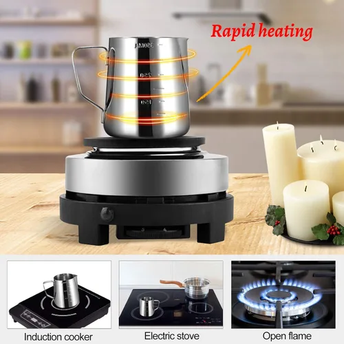 Miniatura 2 de Olla para derretir cera, latas de velas de acero inoxidable para hacer velas, recipientes de cera derretida, calentadores de cera de metal, café