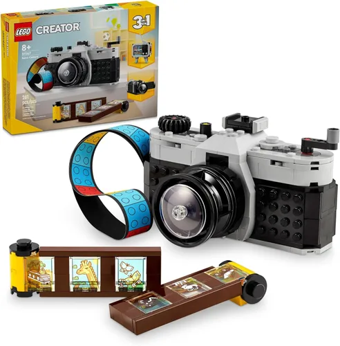 LEGO Creator 31147 - Juguete de cámara retro 3 en 1, se transforma a una cámara de video retro o a un televisor, regalo de fotografía para niños y