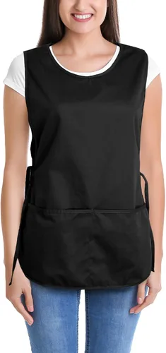 Miniatura 2 de DALIX Delantal Cobbler 2 Bolsillos Smock Regular 28.5" x 18.5" Negro