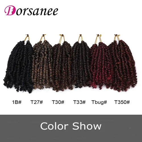Miniatura 7 de Dorsanee Extensiones de cabello sintético corto estilo Bob Spring Twist de 6 pulgadas, 6 paquetes de extensiones de cabello sintético pretrenzado
