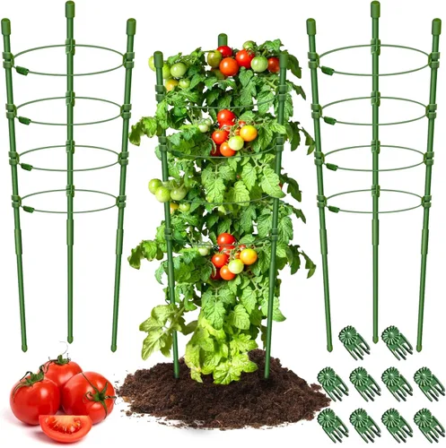 Miniatura 13 de Legigo Paquete de 3 jaulas de soporte para plantas, jaulas de tomate para jardín, estacas ajustables de 18 pulgadas para plantas enrejadas, anillos