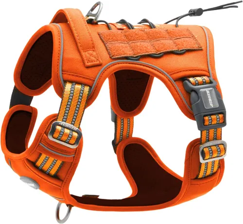 Miniatura 32 de Auroth - Arnés táctico para perros pequeños y medianos, sin tirones, arnés ajustable para mascotas, reflectante, K9, entrenamiento, trabajo, de Gris