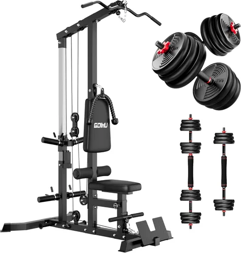Miniatura 16 de LS01 Máquina de tracción LAT, máquina de cable para remo LAT con abdominales, torre LAT con accesorios de remo con cable, estaciones de polea 3 en 1