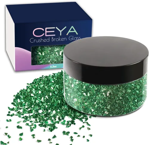 Miniatura 12 de Ceya 5.3 onzas/150g Vidrio Triturado Irregular Azul Neptuno Metálico Chips de Cristal Vidrio Roto Chips Purpurina 2-4mm Manualidades Purpurina
