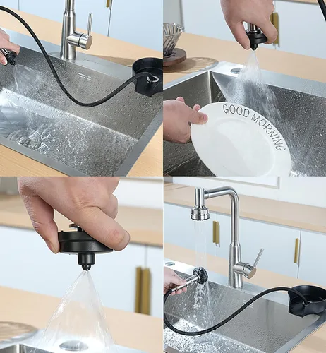 Miniatura 2 de Enjuagadora de vidrio para fregadero de cocina, boquilla giratoria de 360 grados con diseño de pulverización extraíble, enjuague de vidrio de barra