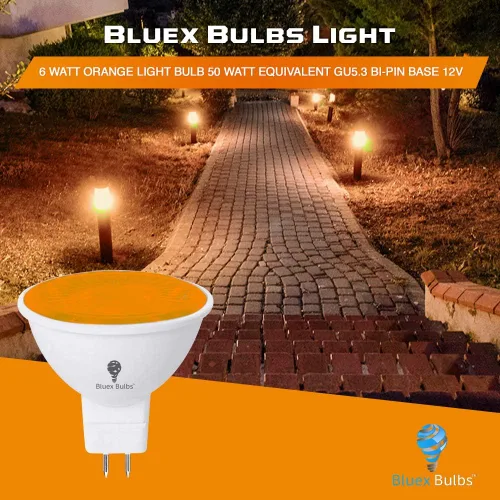Miniatura 3 de BlueX - Paquete de 6 bombillas LED MR16 naranja, 4 W (equivalente a 40 vatios), base de dos pines GU5.3 de 12 V, decoración de fiesta, porche