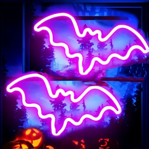 Miniatura 9 de Letreros de neón de murciélago para dormitorio, mesita de noche, decoración de pared, decoración de Halloween, luces LED de noche, adornos de mesa