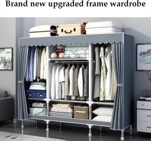 Miniatura 3 de large closets Portable Wardrobe Closet Thick Metal Frame Closets for Bedroom Cloth Wardrobe Closet for Bedroom Hanging Clothes Closet Space-saving
