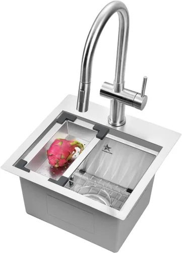 STARSTAR Colador de acero inoxidable para fregadero de cocina con estación de trabajo (cubierta negra, 10.5/8 W - 8.5/8 L)