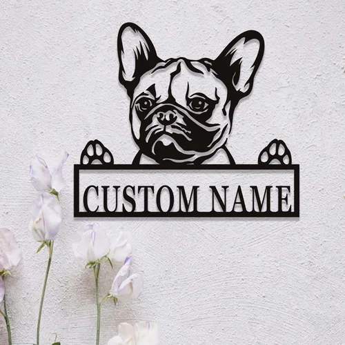 Miniatura 3 de Letrero personalizado de bulldog francés – Letrero personalizado para perro, arte de pared de metal, regalo conmemorativo para amantes
