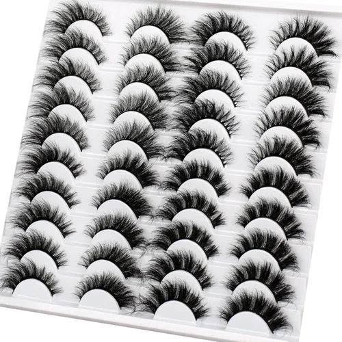 Miniatura 812 de Pooplunch - Pestañas postizas finas de visón sintético, estilo ojo de gato, naturales, cruzadas, tipo racimo, efecto 8D de volumen, tiras