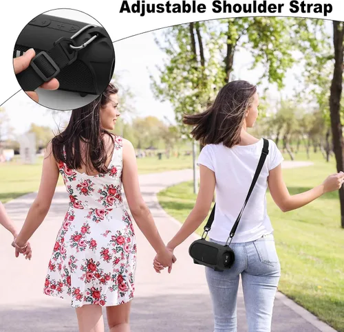 Miniatura 5 de Funda de silicona para altavoz portátil JBL Charge 5, funda protectora de transporte de viaje con soporte para correa de hombro, cubierta