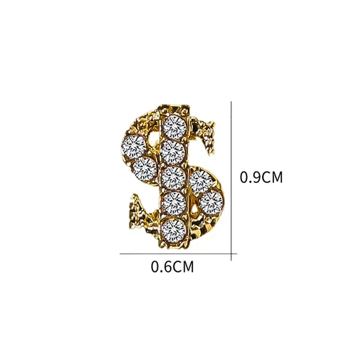 Miniatura 4 de WOKOTO 30 dijes dorados de aleación y diamantes de imitación para uñas, letreros de dinero 3D de lujo para arte de uñas, dijes de dinero 3D